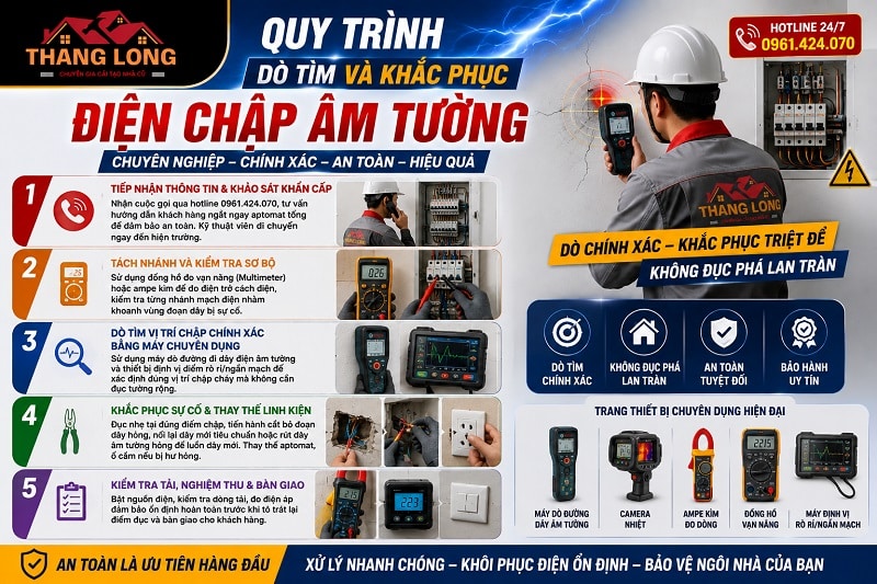 quy trình dò tìm chập điện âm tường